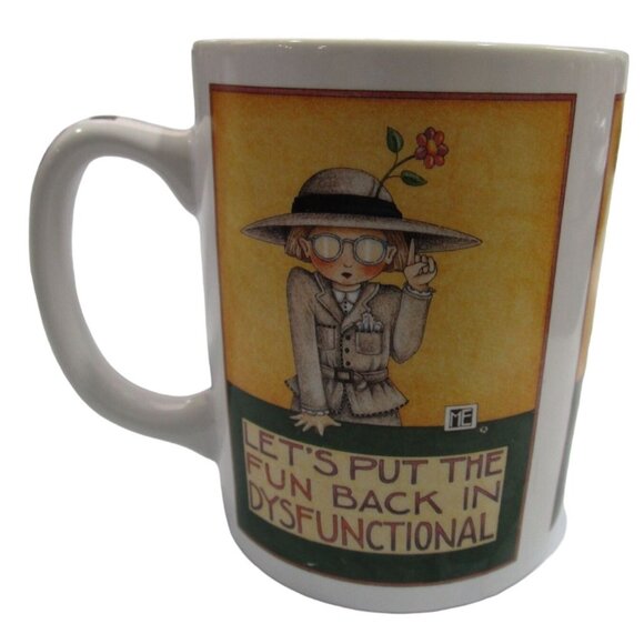 ME Ink Mary Engelbreit Let’s Put The Fun Back In Dysfunctional Vintage Mug GUC - Picture 1 of 8